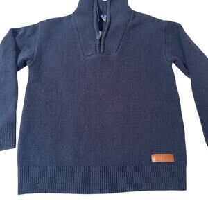 Okaidi 1/4 Zip Boys Troyer Sweater Pullover Navy Knit Preppy Coastal Sz 10